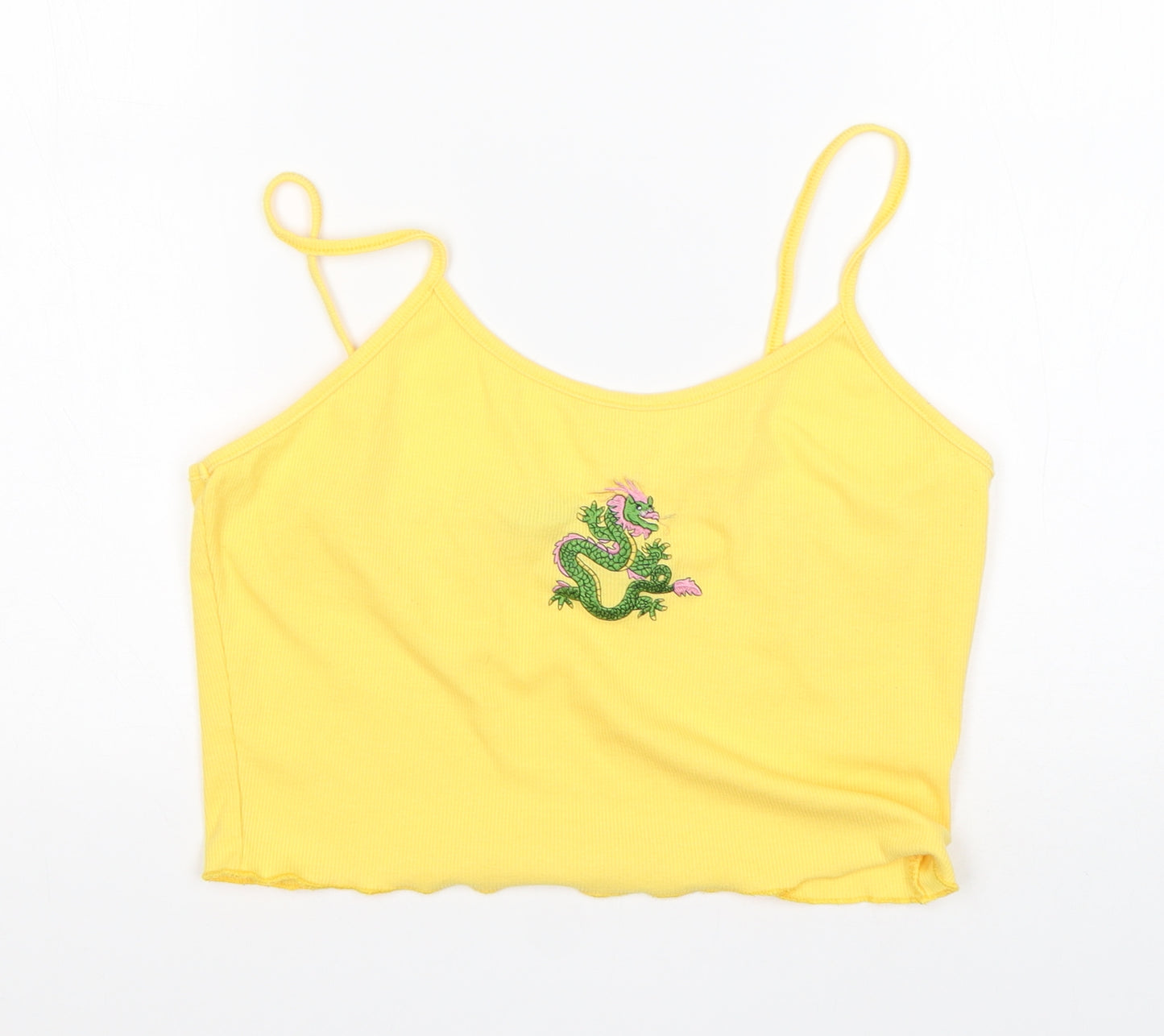 Shein  Womens Yellow  Cotton Cropped Tank Size XL Round Neck