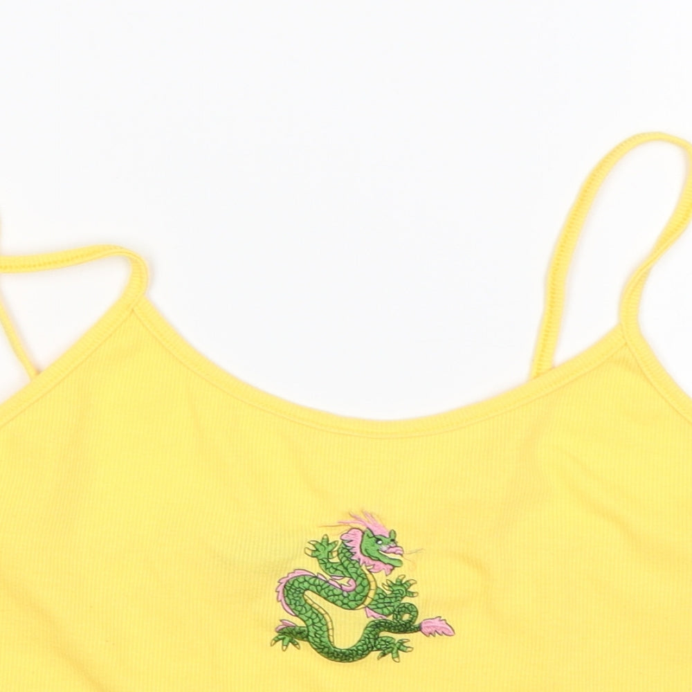 Shein  Womens Yellow  Cotton Cropped Tank Size XL Round Neck