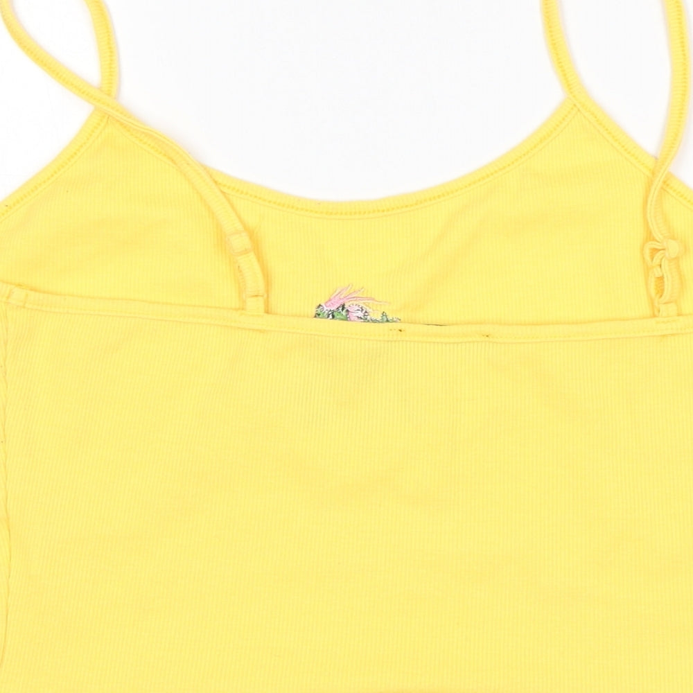 Shein  Womens Yellow  Cotton Cropped Tank Size XL Round Neck