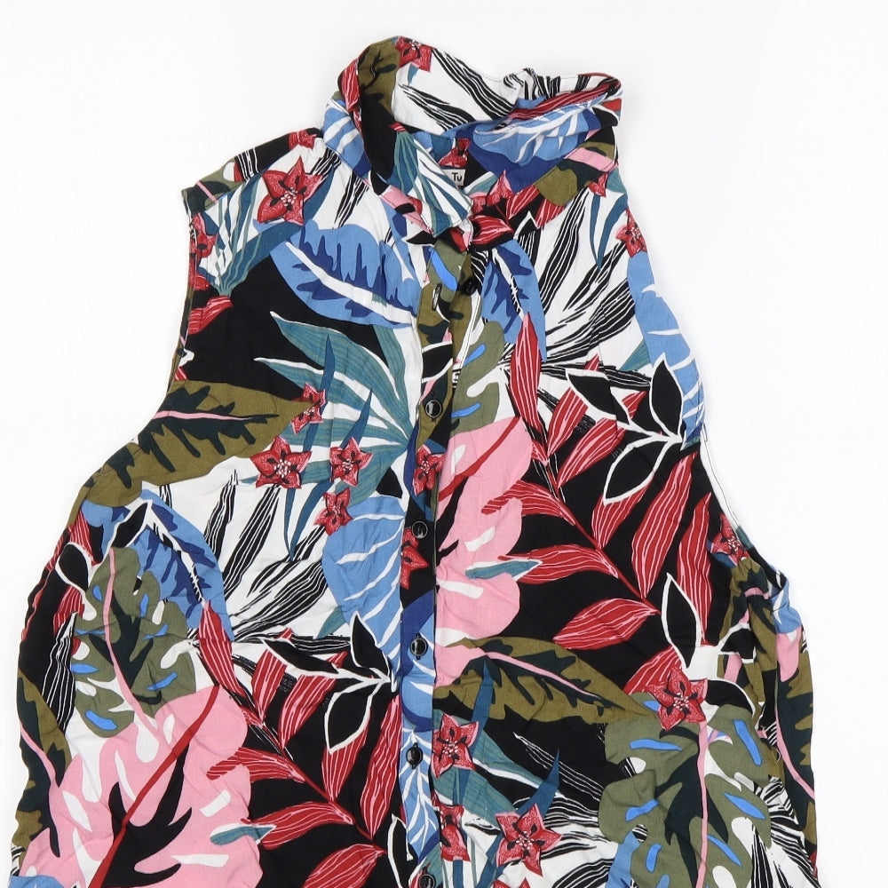 TU Womens Multicoloured Floral Viscose Basic Button-Up Size 14 Collared