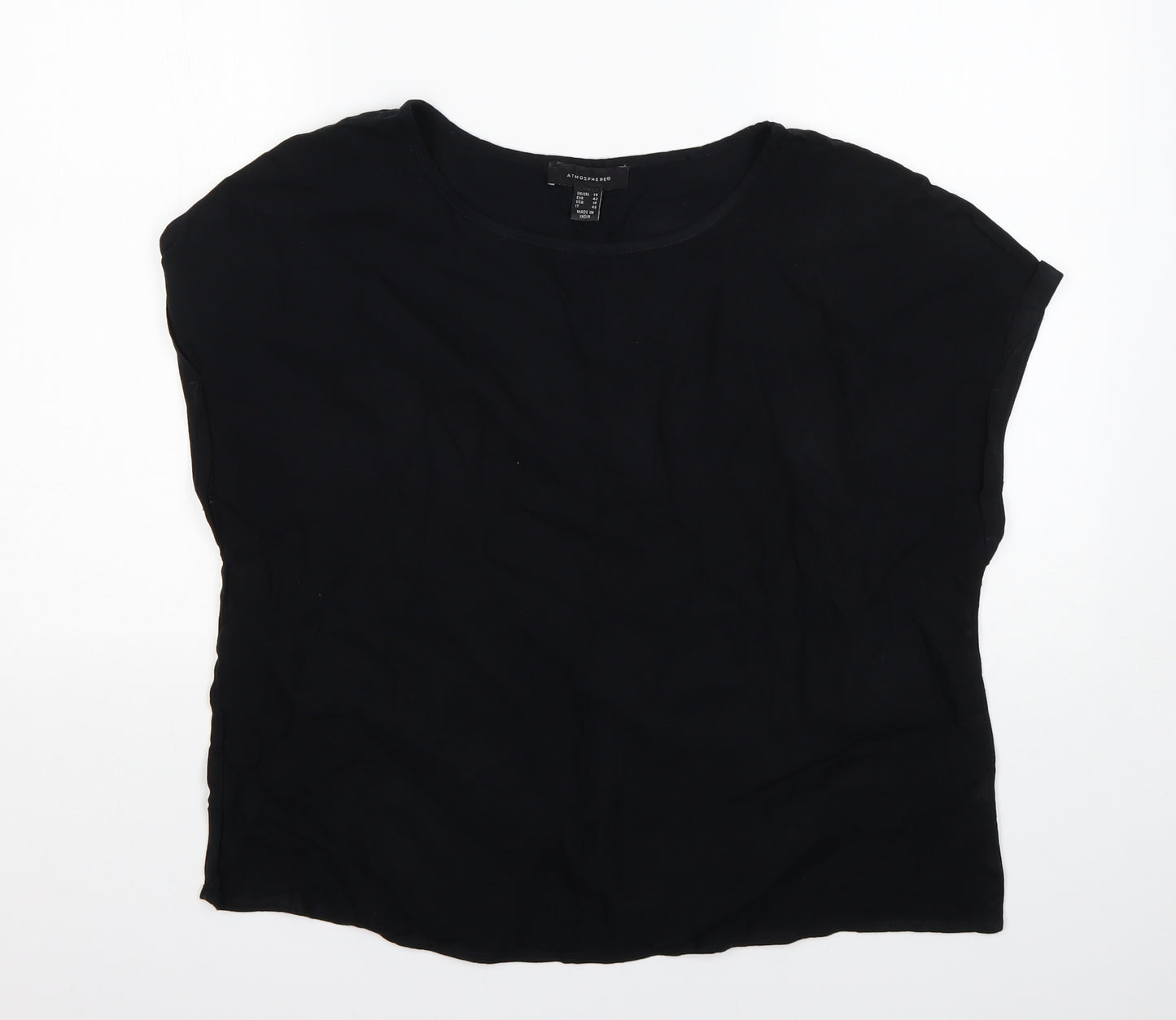 Atmosphere Womens Black  Viscose Basic T-Shirt Size 14 Round Neck