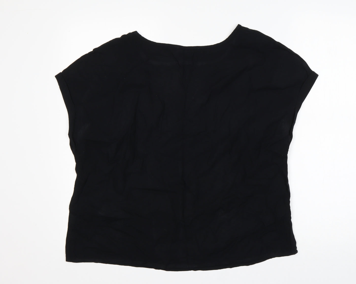 Atmosphere Womens Black  Viscose Basic T-Shirt Size 14 Round Neck