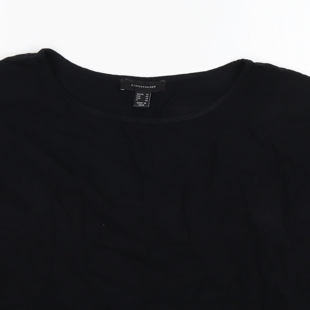 Atmosphere Womens Black  Viscose Basic T-Shirt Size 14 Round Neck