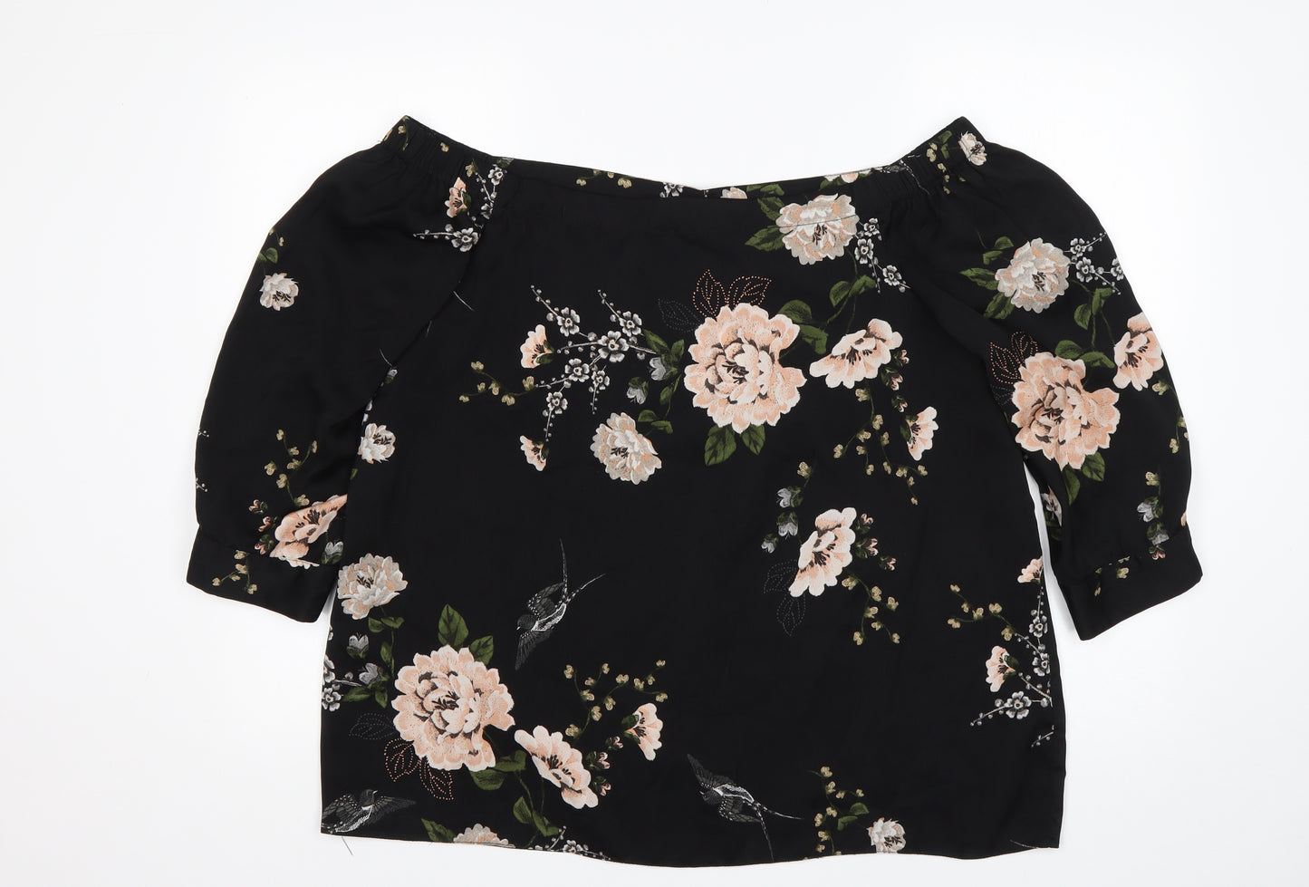 Dorothy Perkins Womens Multicoloured Floral Polyester Basic Blouse Size 18 Boat Neck