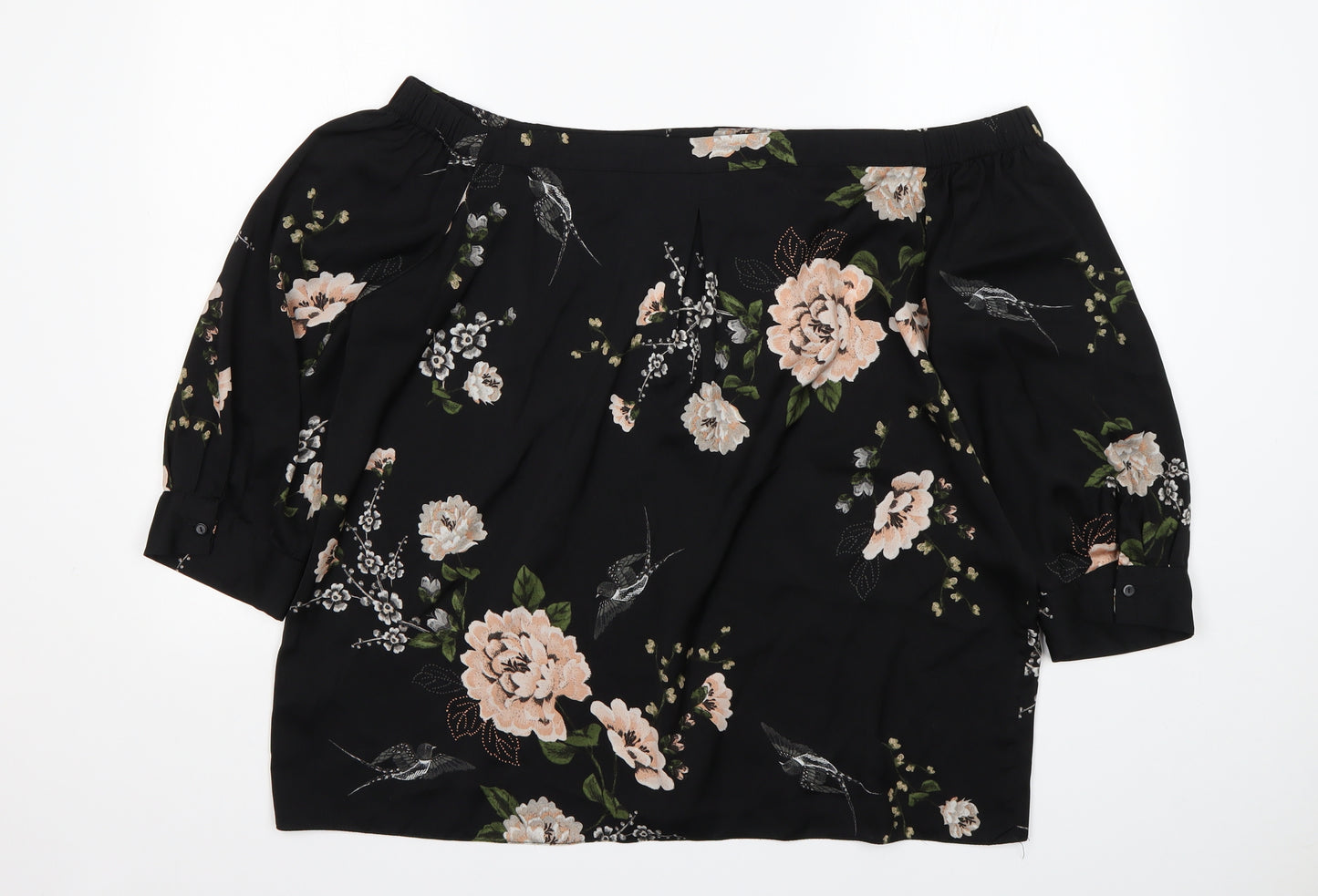 Dorothy Perkins Womens Multicoloured Floral Polyester Basic Blouse Size 18 Boat Neck