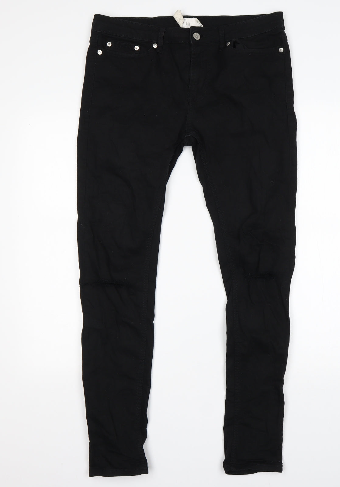 Topman Mens Black  Cotton Skinny Jeans Size 32 L32 in Regular