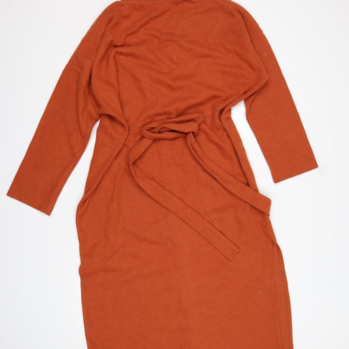 ASOS Womens Orange  Polyester Jumper Dress  Size 14  V-Neck