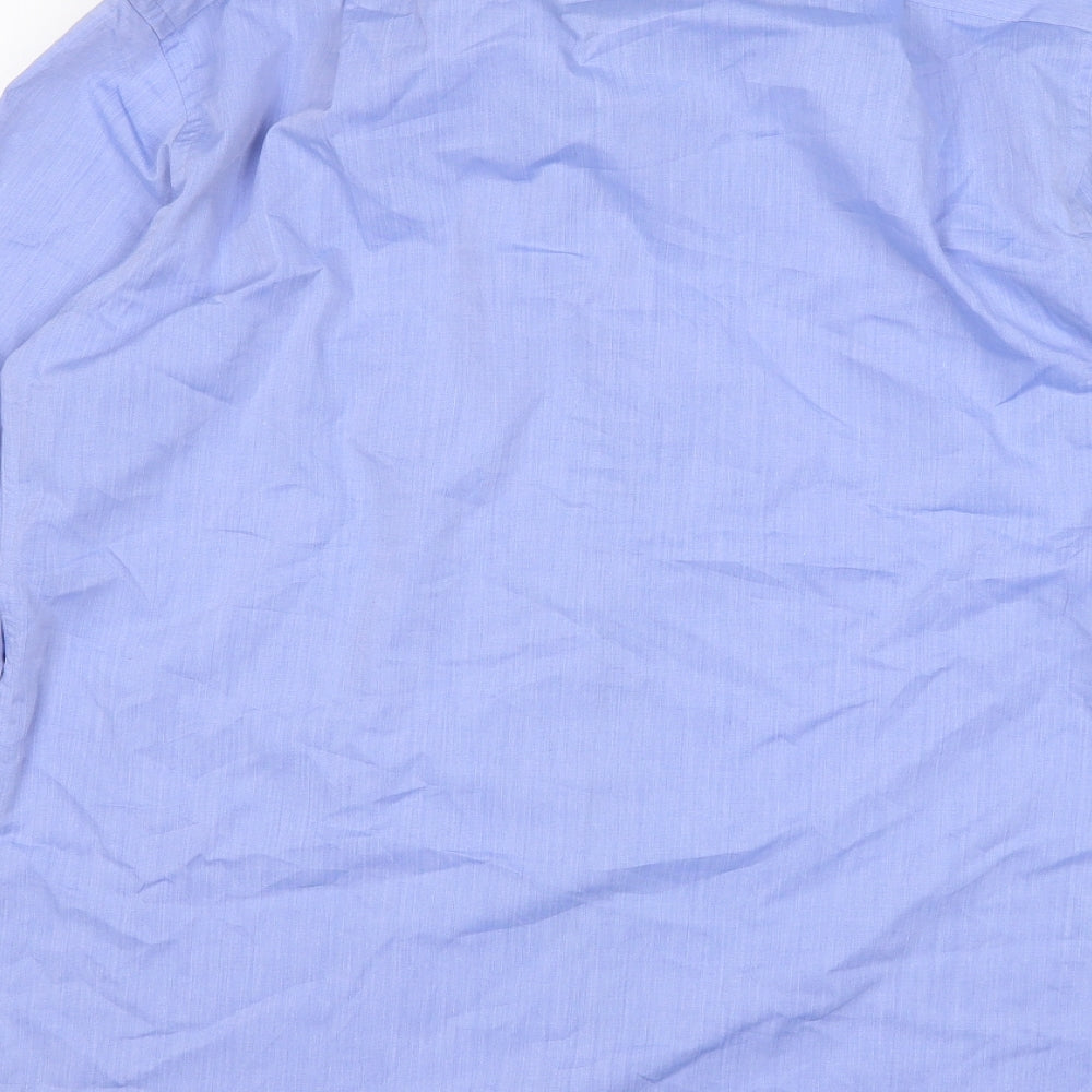 M&S Mens Blue  Cotton  Dress Shirt Size 15 Collared