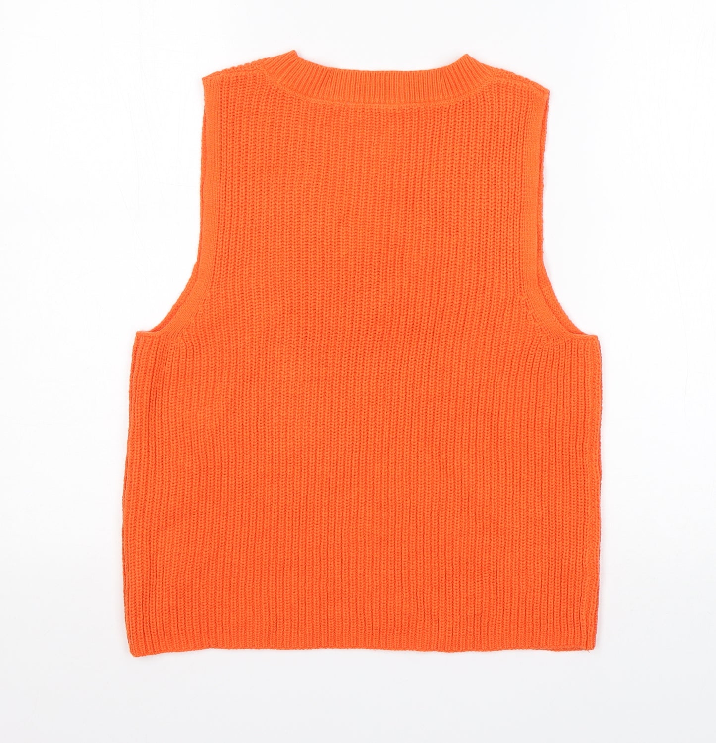 TU Womens Orange V-Neck  Cotton Vest Jumper Size 12