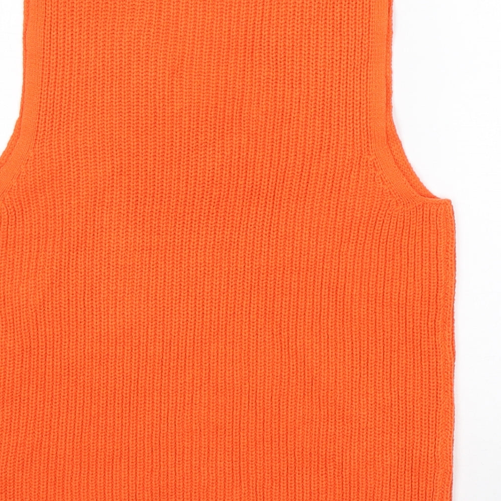 TU Womens Orange V-Neck  Cotton Vest Jumper Size 12