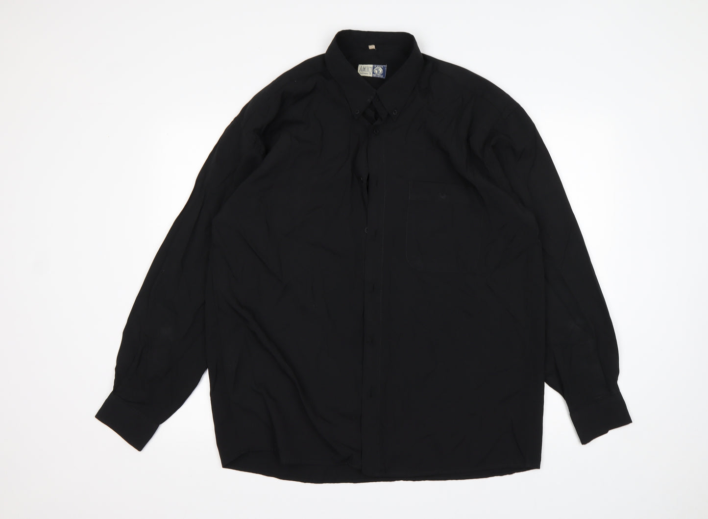 Amici Mens Black  Polyester  Dress Shirt Size S Collared