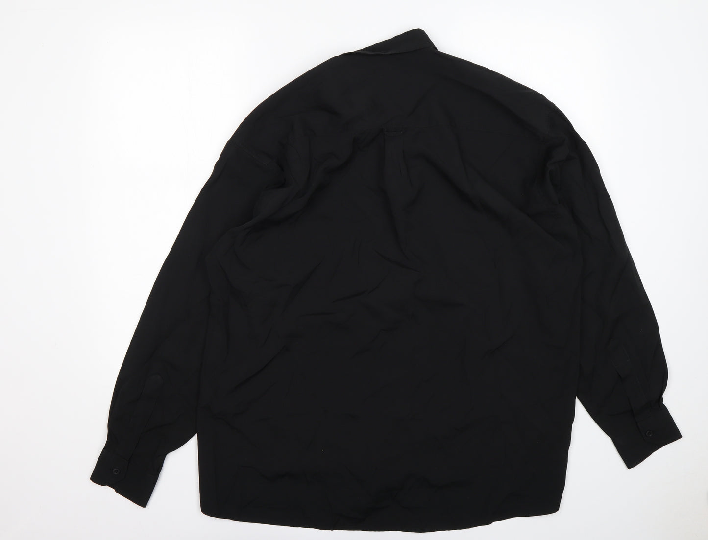 Amici Mens Black  Polyester  Dress Shirt Size S Collared