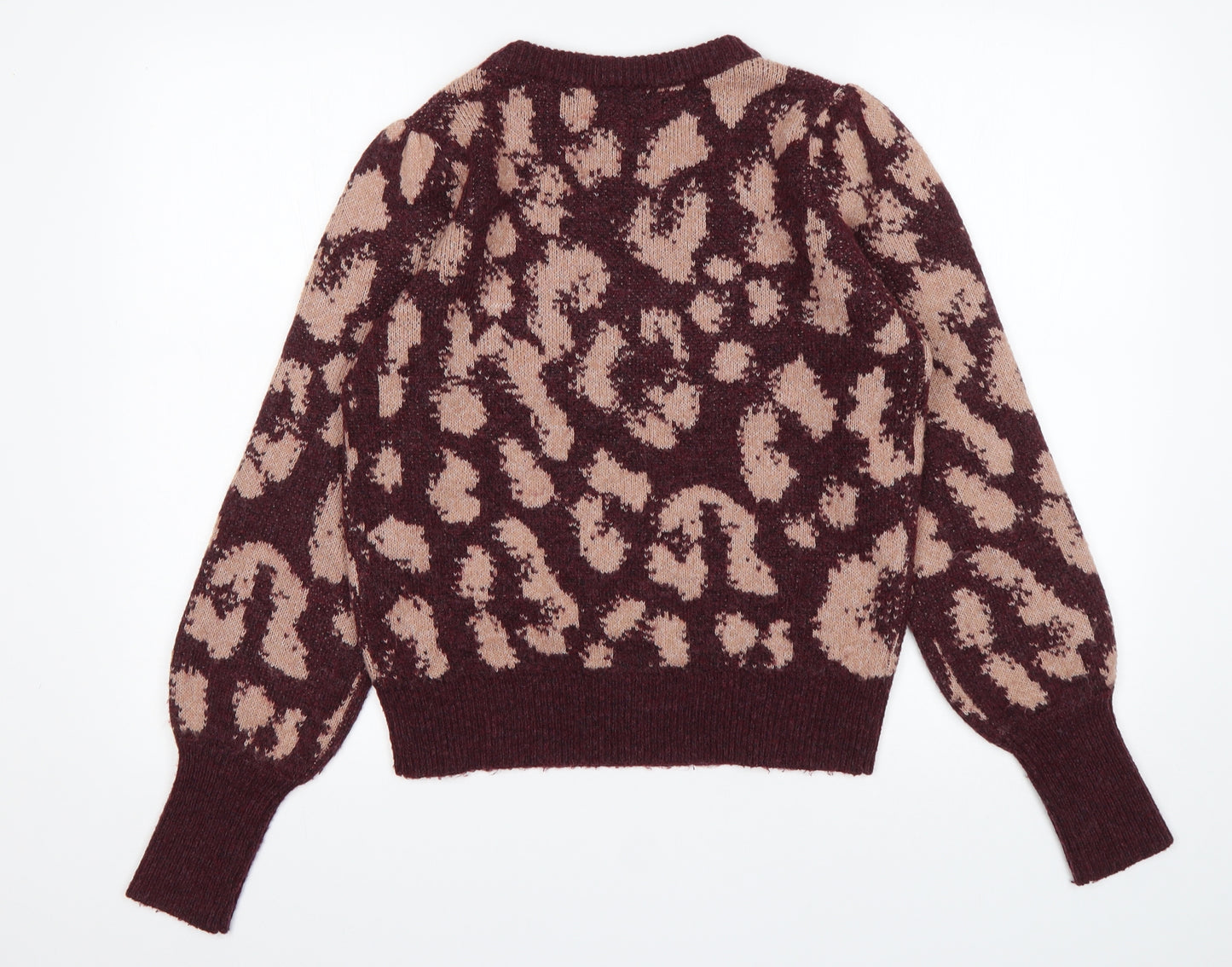 VERO MODA Womens Multicoloured Round Neck Animal Print Polyester Pullover Jumper Size M