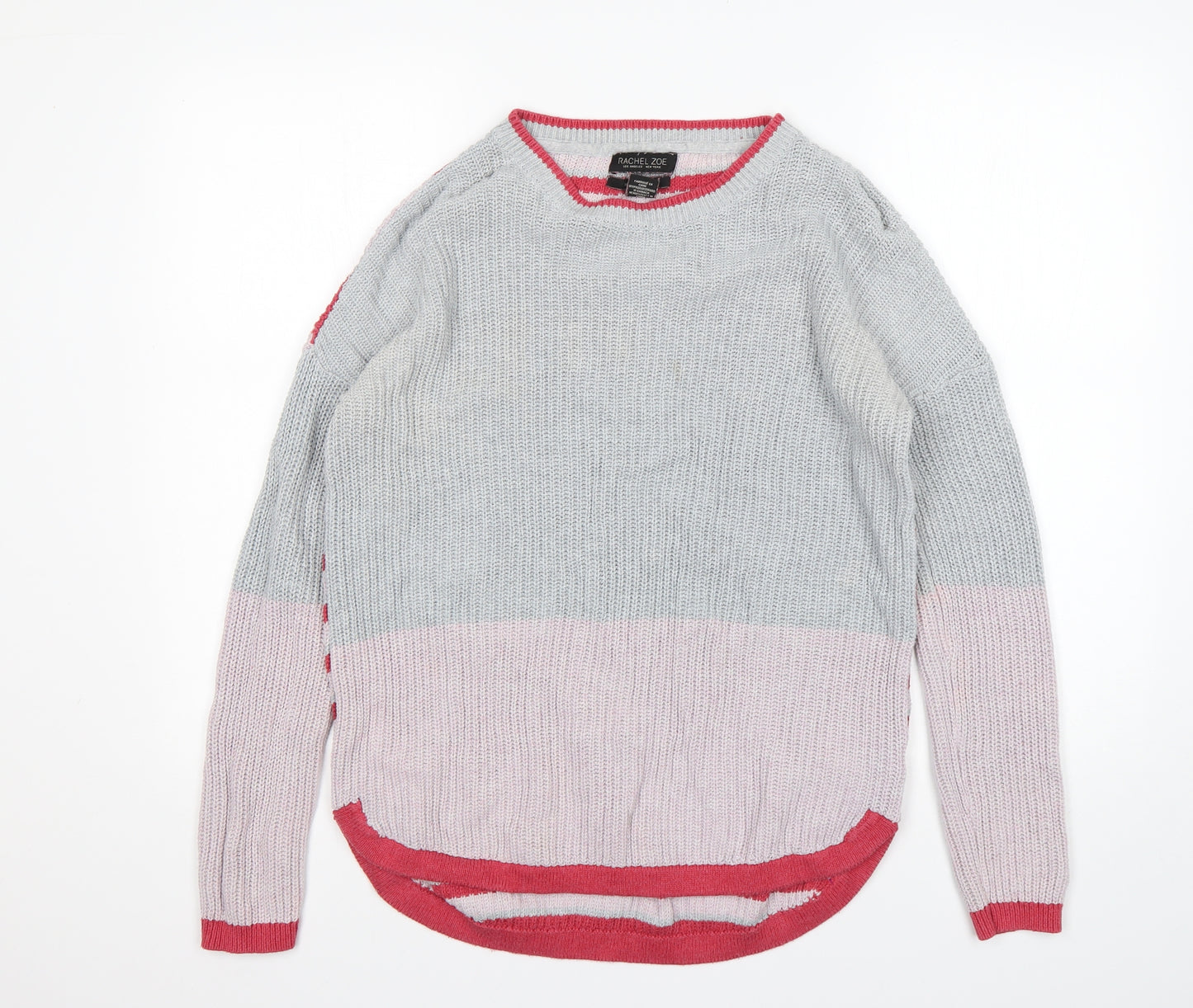Rachel Zoe Womens Multicoloured Round Neck Striped Cotton Pullover Jumper Size S