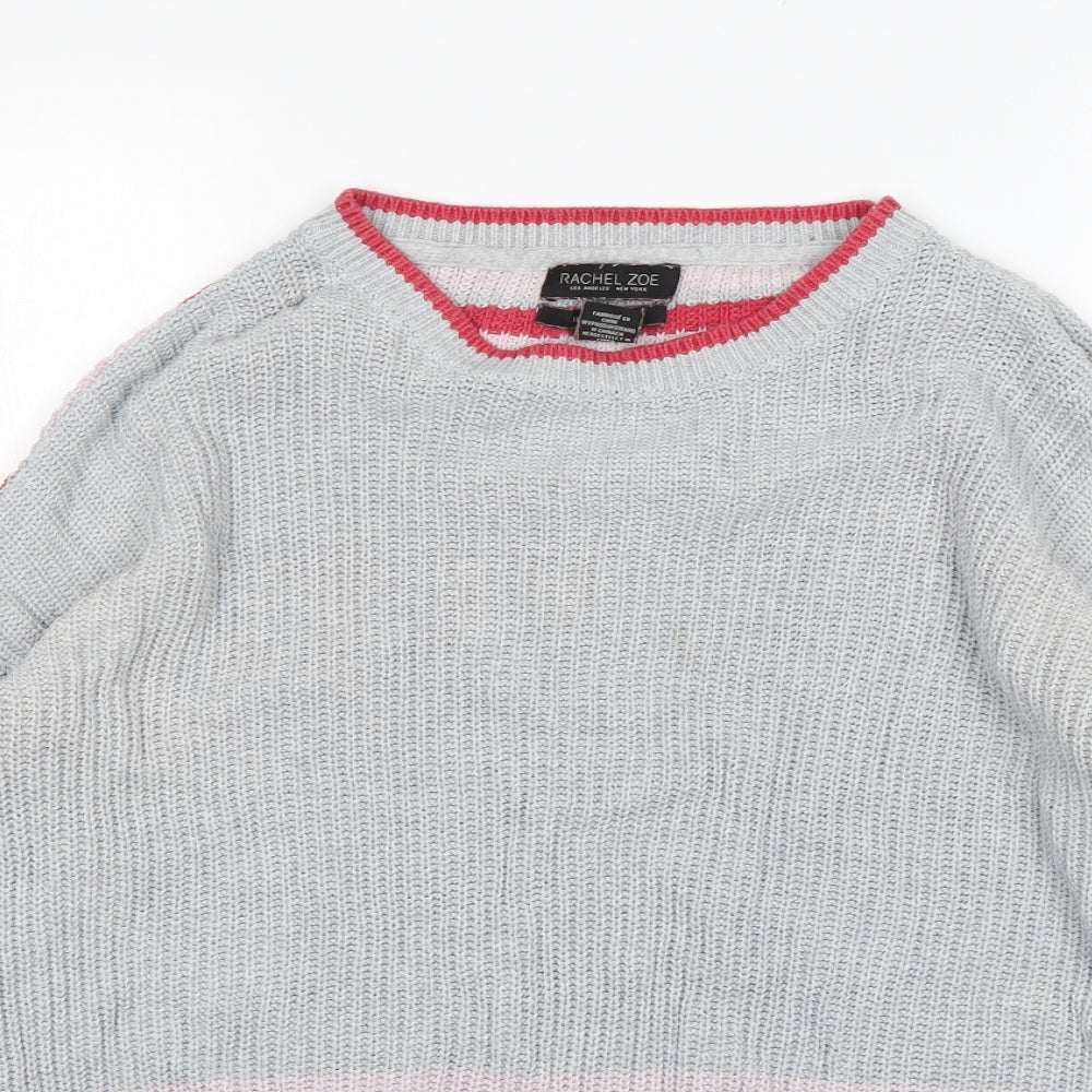 Rachel Zoe Womens Multicoloured Round Neck Striped Cotton Pullover Jumper Size S