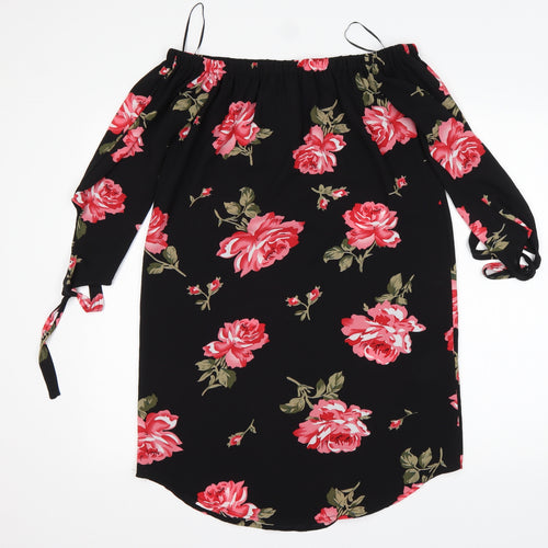 Cameo Rose  Womens Multicoloured Floral Polyester Basic Blouse Size 10 Boat Neck