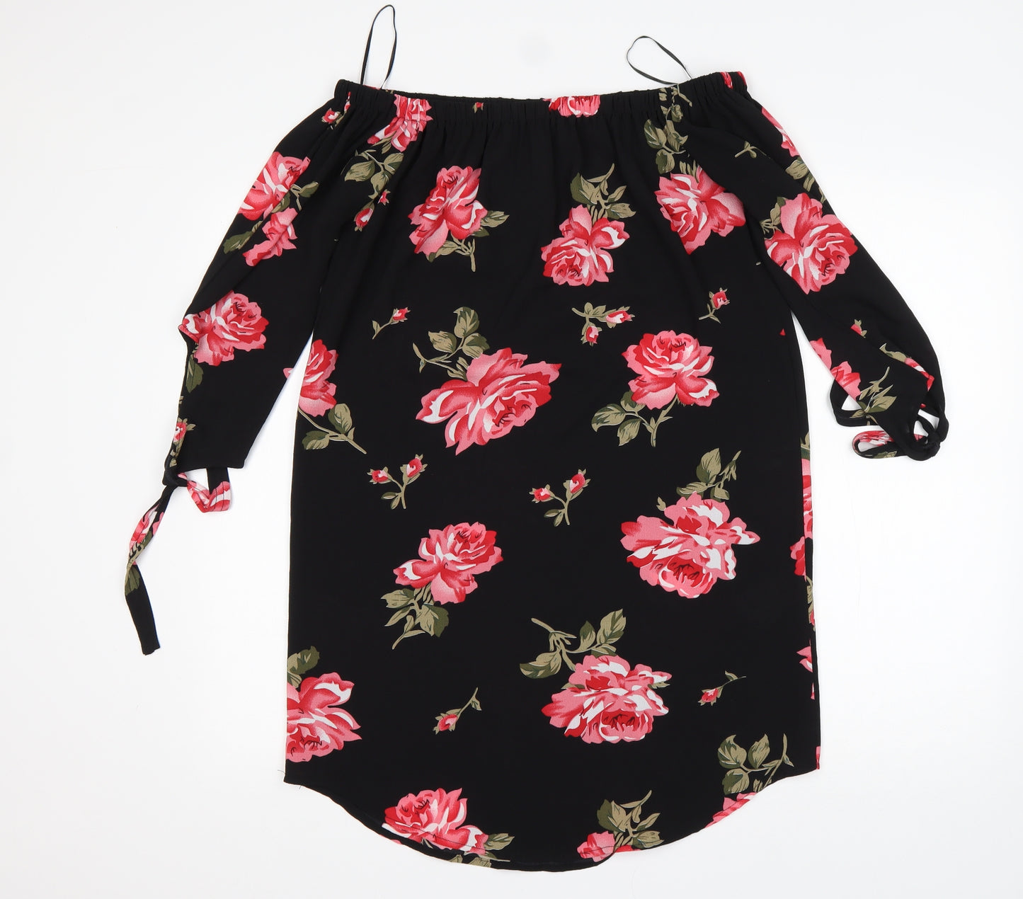 Cameo Rose  Womens Multicoloured Floral Polyester Basic Blouse Size 10 Boat Neck