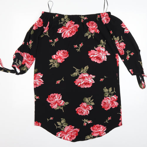 Cameo Rose  Womens Multicoloured Floral Polyester Basic Blouse Size 10 Boat Neck
