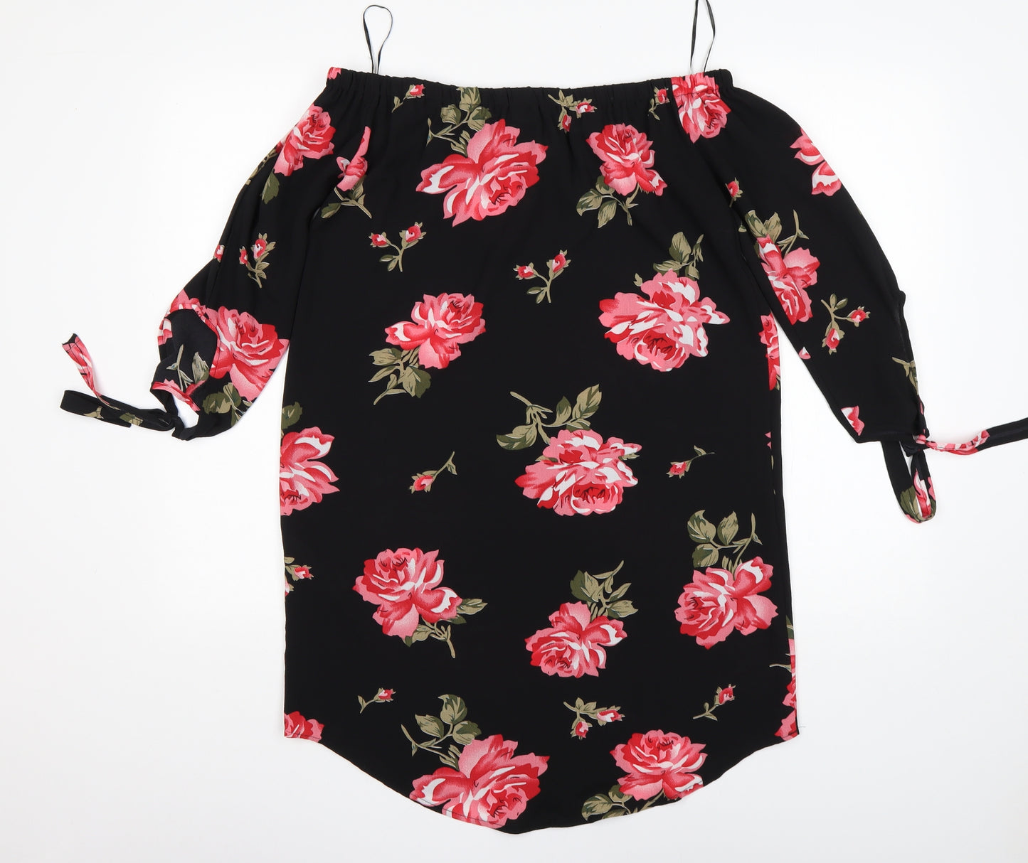 Cameo Rose  Womens Multicoloured Floral Polyester Basic Blouse Size 10 Boat Neck