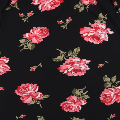 Cameo Rose  Womens Multicoloured Floral Polyester Basic Blouse Size 10 Boat Neck