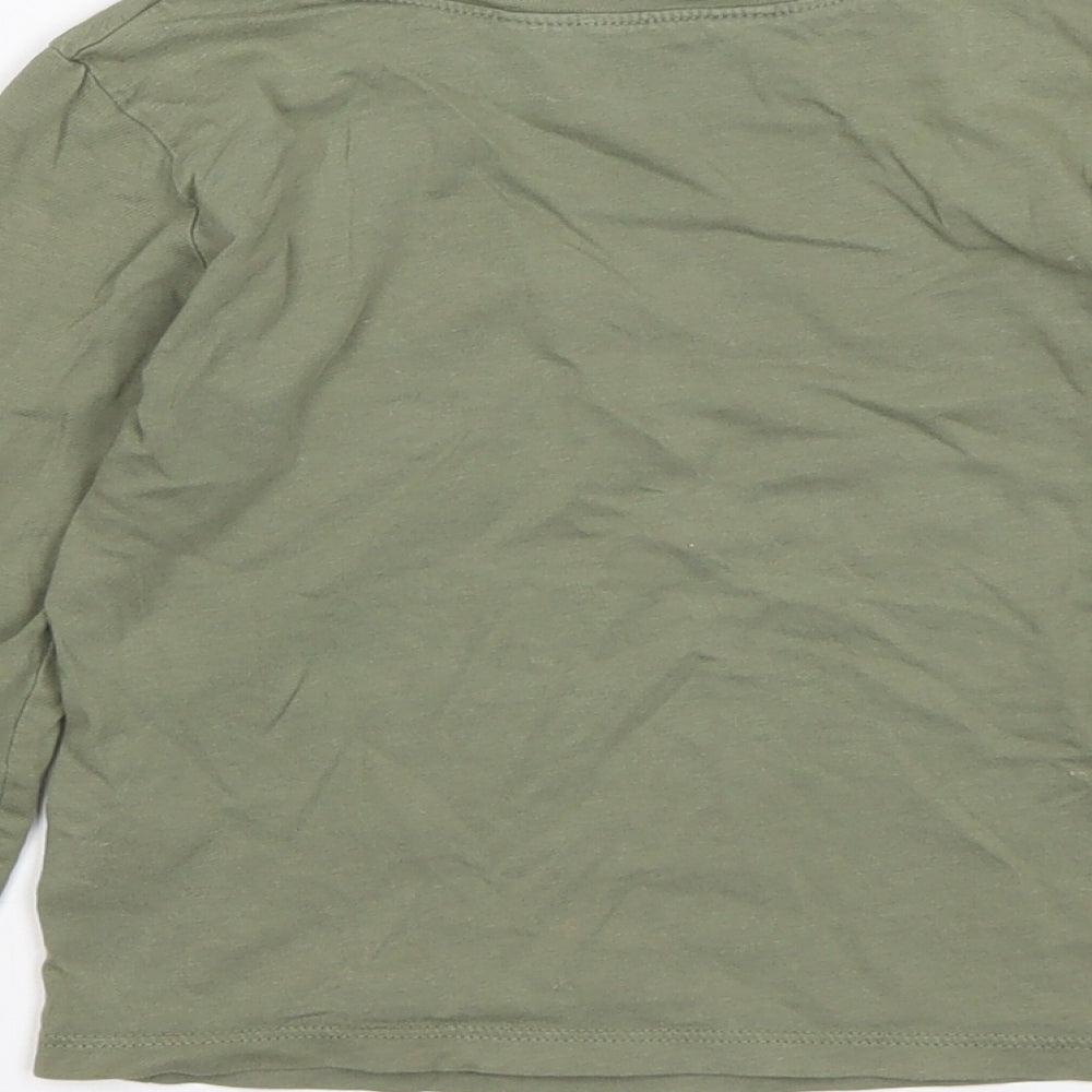 H&M Boys Green Animal Print Cotton Basic T-Shirt Size 3-4 Years Round Neck