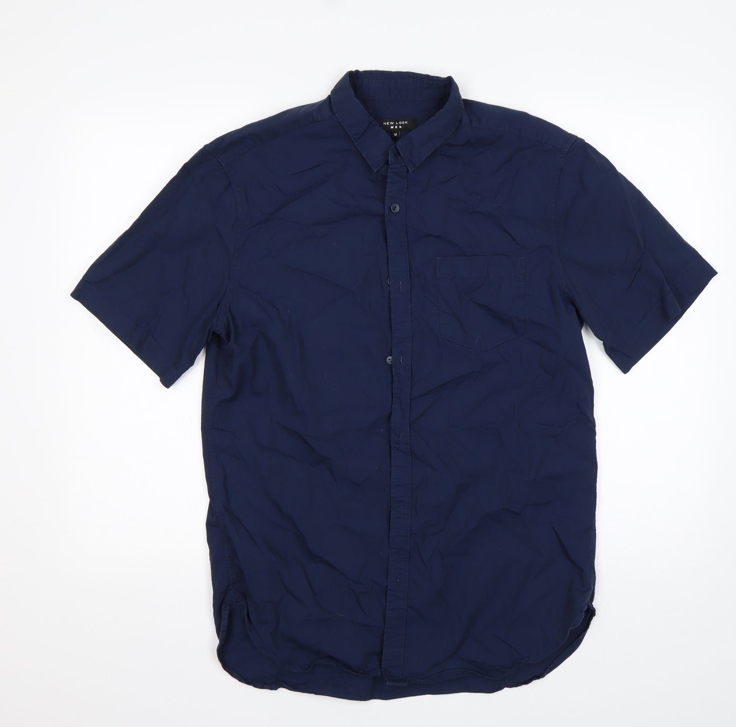 New Look Mens Blue  Cotton  Button-Up Size M Collared