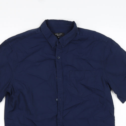 New Look Mens Blue  Cotton  Button-Up Size M Collared