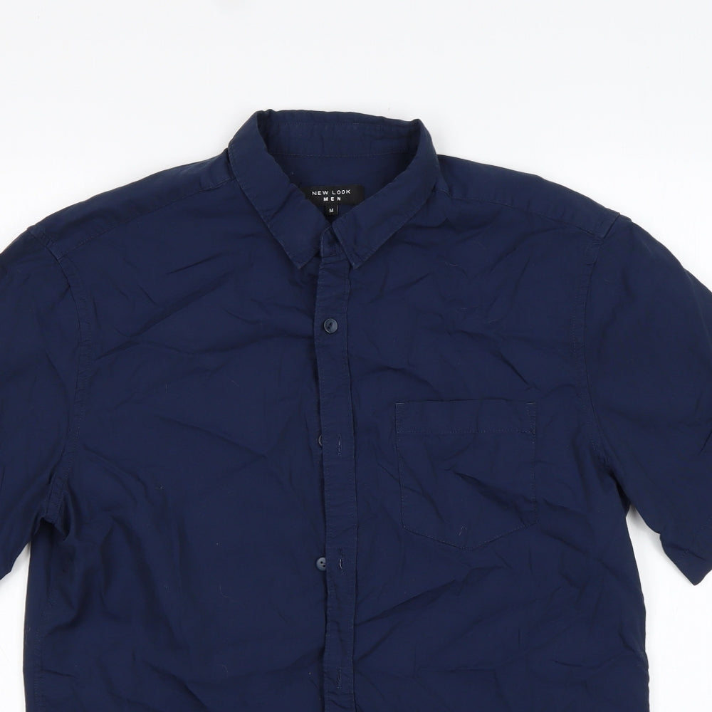 New Look Mens Blue  Cotton  Button-Up Size M Collared