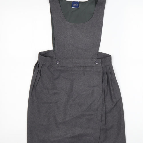 Dean Schoolwear Girls Grey  Polyester Pinafore/Dungaree Dress  Size 8-9 Years  Round Neck