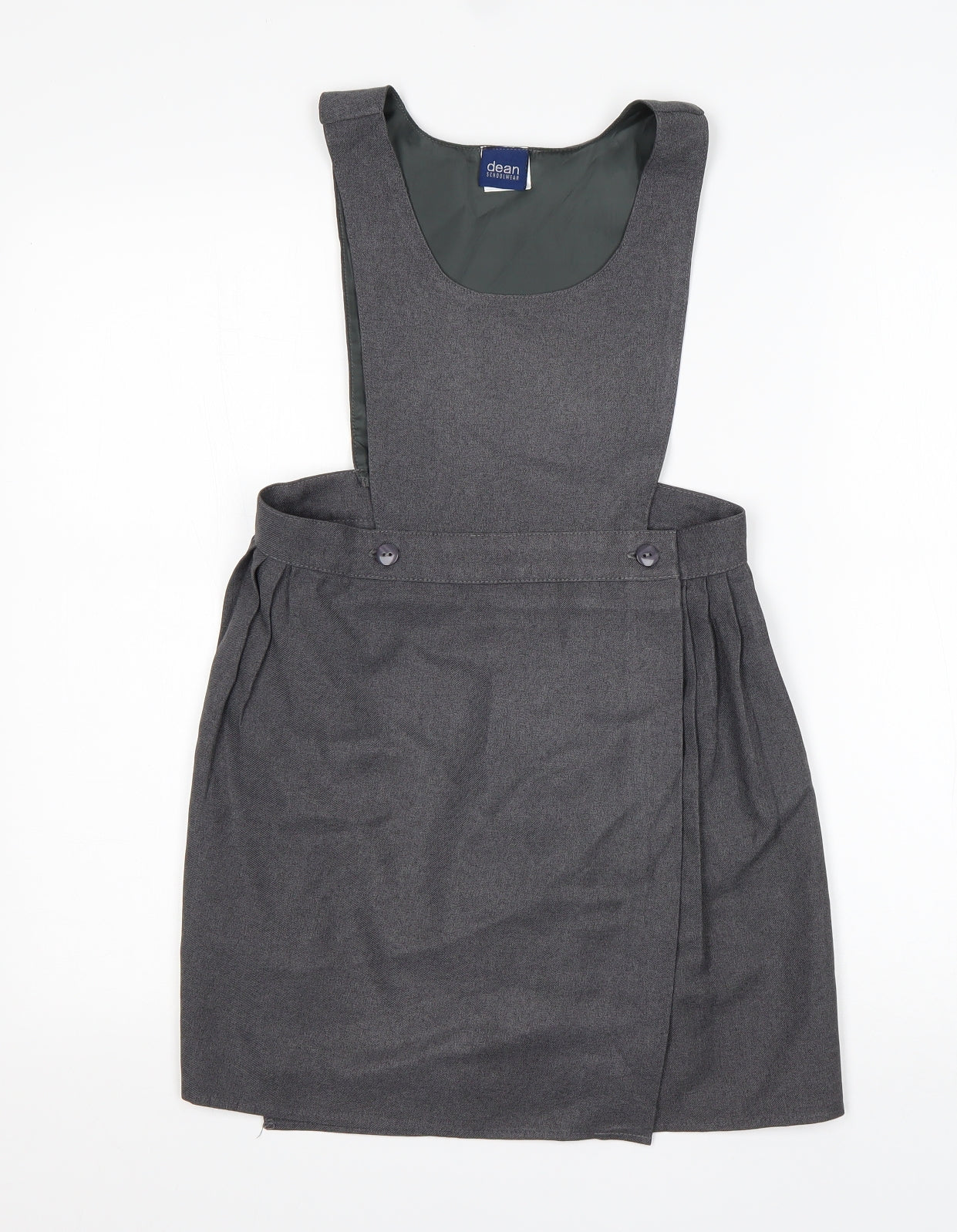Dean Schoolwear Girls Grey  Polyester Pinafore/Dungaree Dress  Size 8-9 Years  Round Neck