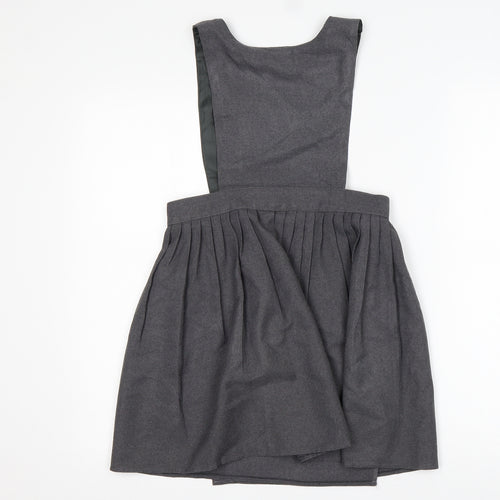 Dean Schoolwear Girls Grey  Polyester Pinafore/Dungaree Dress  Size 8-9 Years  Round Neck
