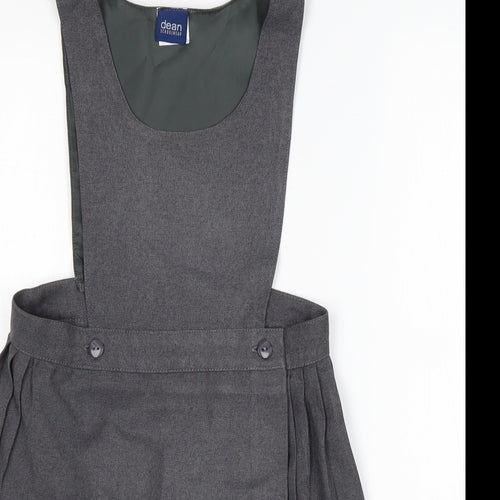 Dean Schoolwear Girls Grey  Polyester Pinafore/Dungaree Dress  Size 8-9 Years  Round Neck