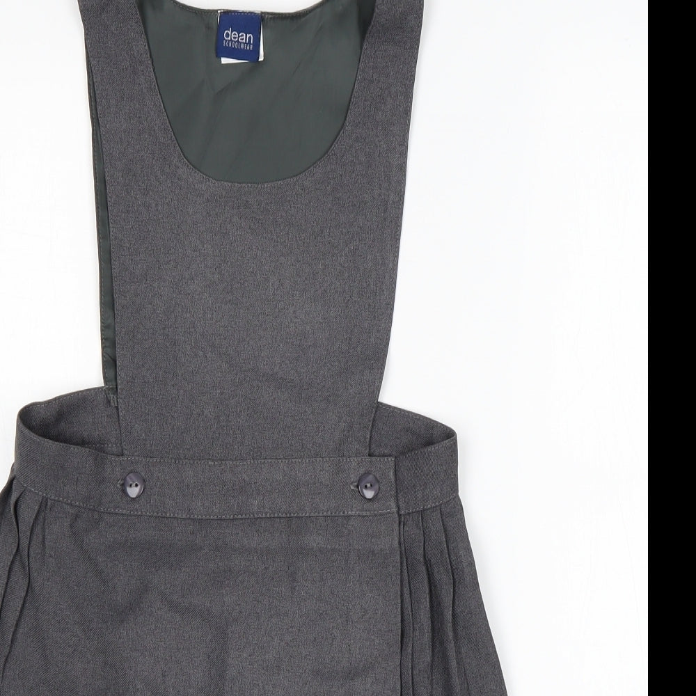 Dean Schoolwear Girls Grey  Polyester Pinafore/Dungaree Dress  Size 8-9 Years  Round Neck