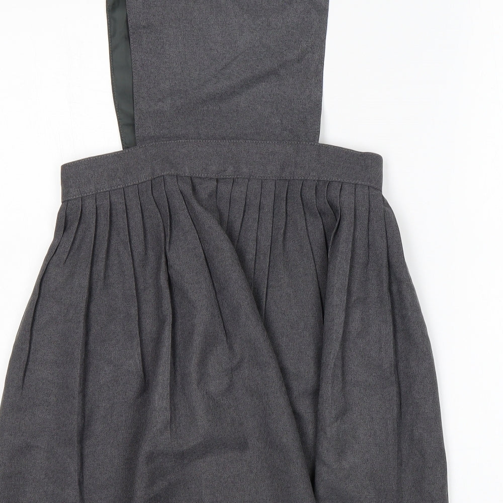 Dean Schoolwear Girls Grey  Polyester Pinafore/Dungaree Dress  Size 8-9 Years  Round Neck