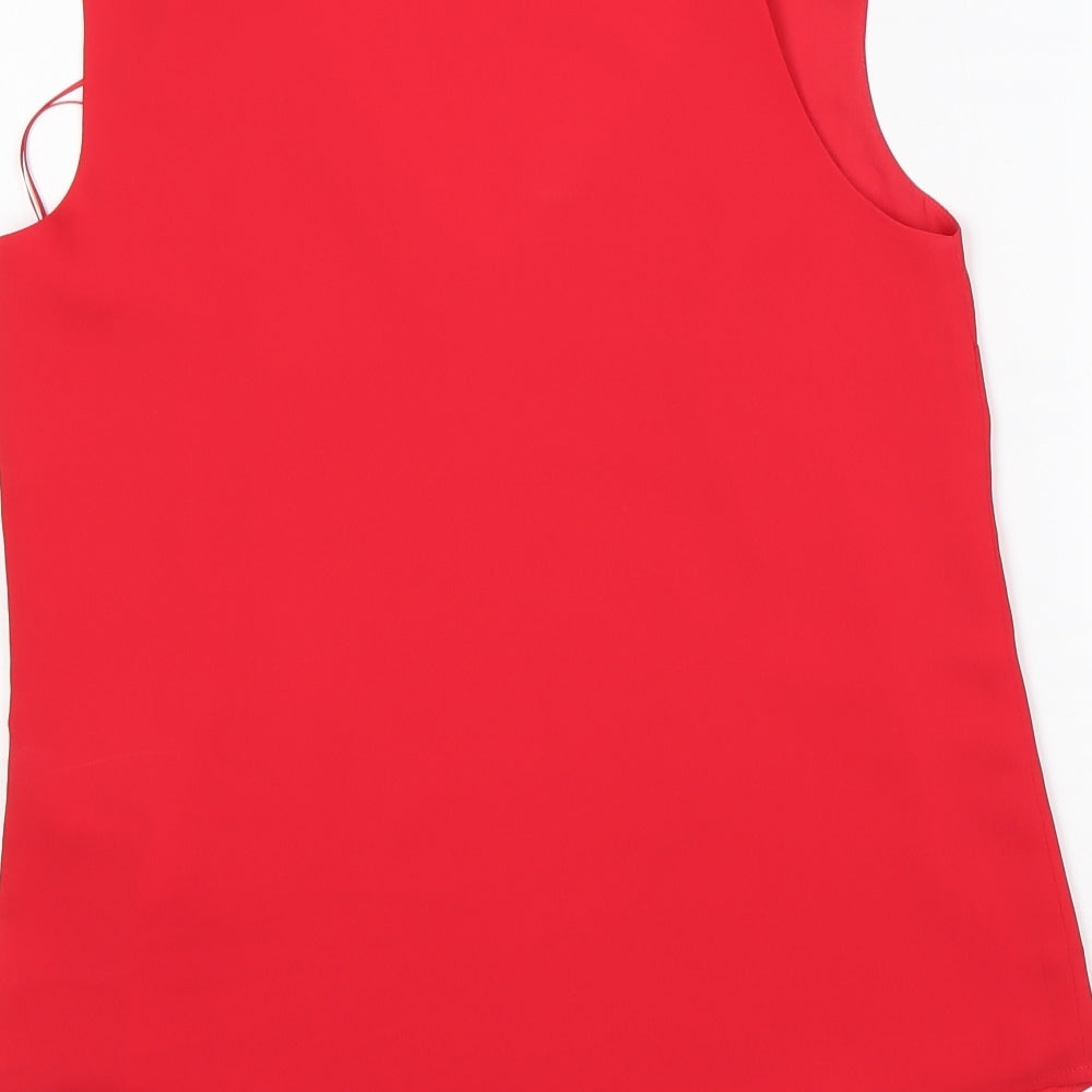 Oasis Womens Red  Polyester Basic Blouse Size 8 V-Neck