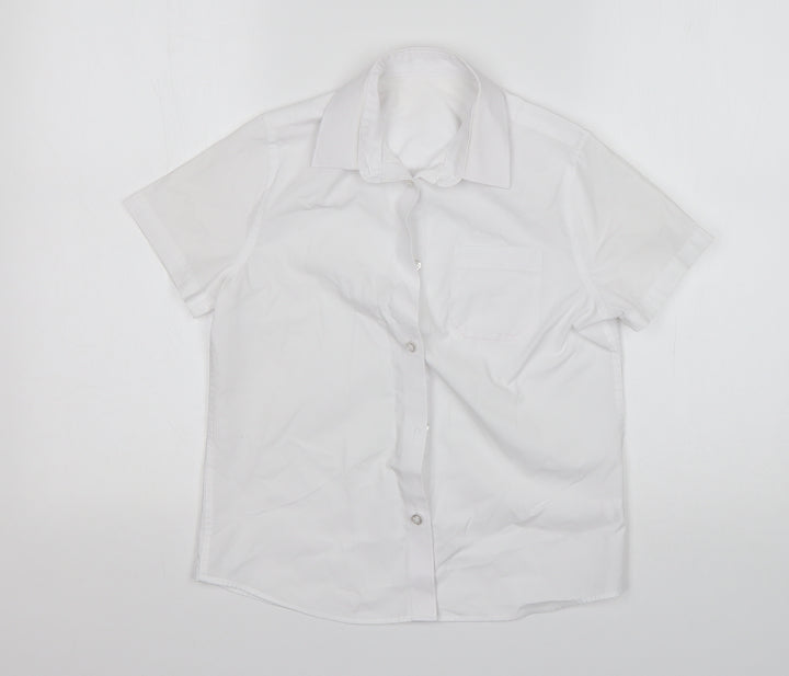 F&F Boys White Polyester Basic Button-Up Size 9-10 Years Collared