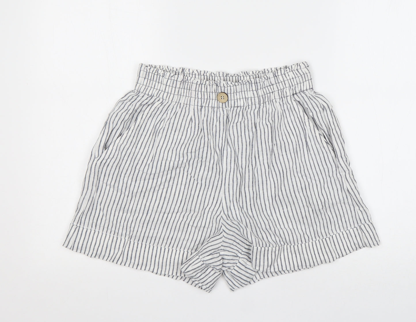 Zara Womens Multicoloured Striped Linen Sailor Shorts Size S L4 in Regular
