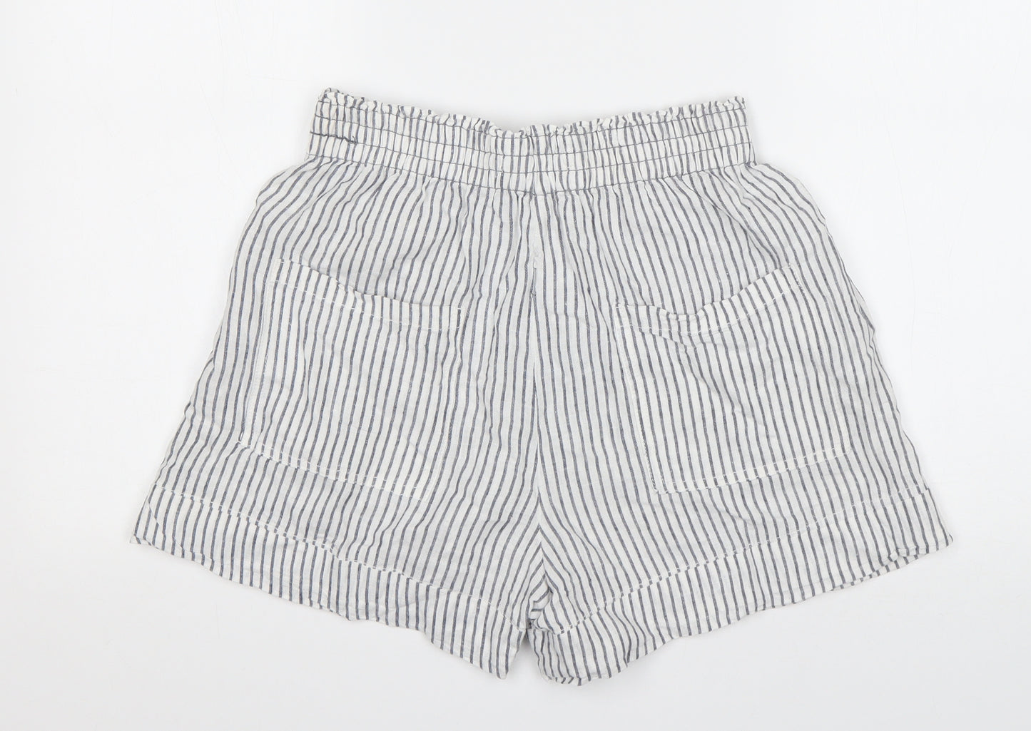 Zara Womens Multicoloured Striped Linen Sailor Shorts Size S L4 in Regular
