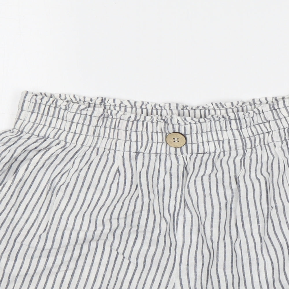 Zara Womens Multicoloured Striped Linen Sailor Shorts Size S L4 in Regular