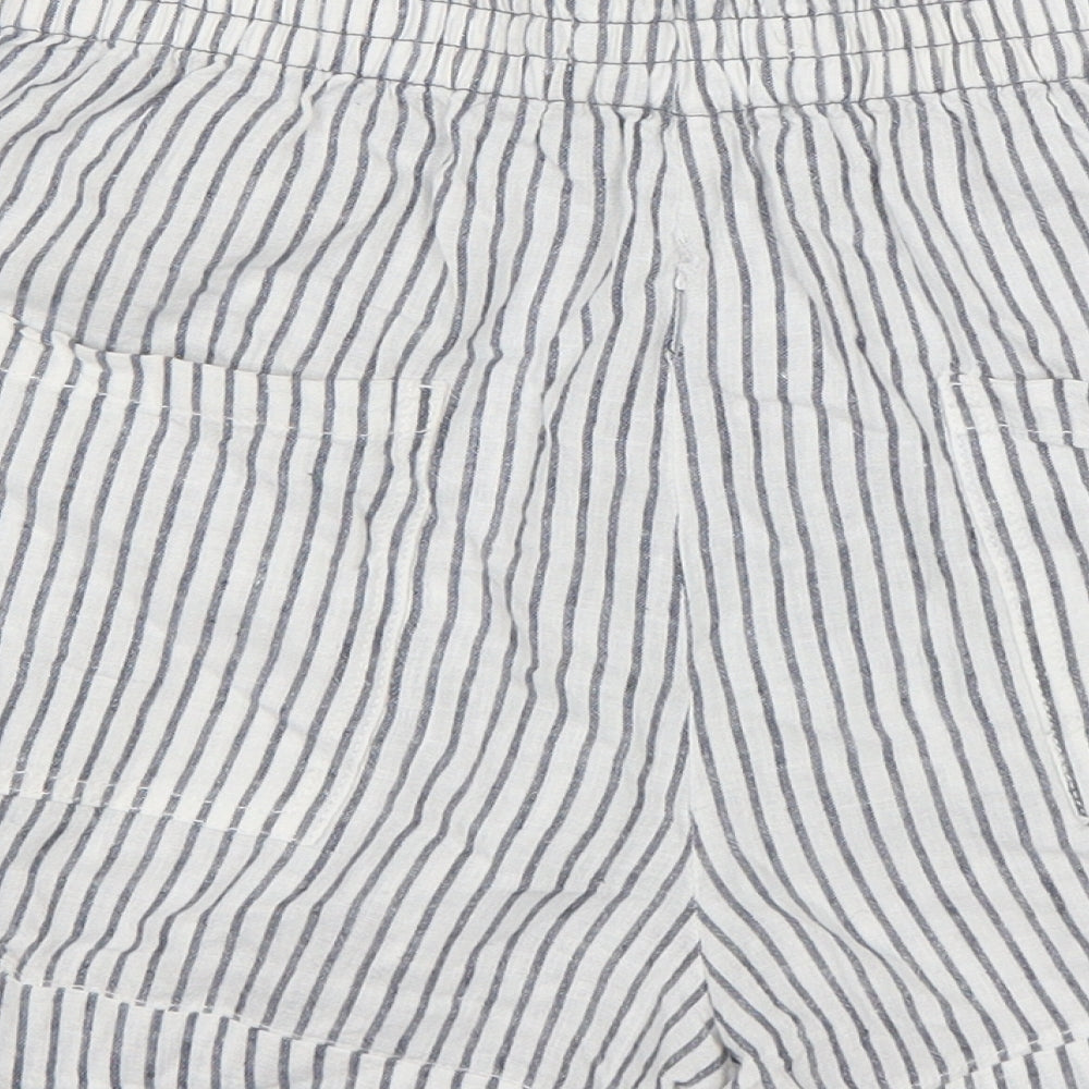 Zara Womens Multicoloured Striped Linen Sailor Shorts Size S L4 in Regular
