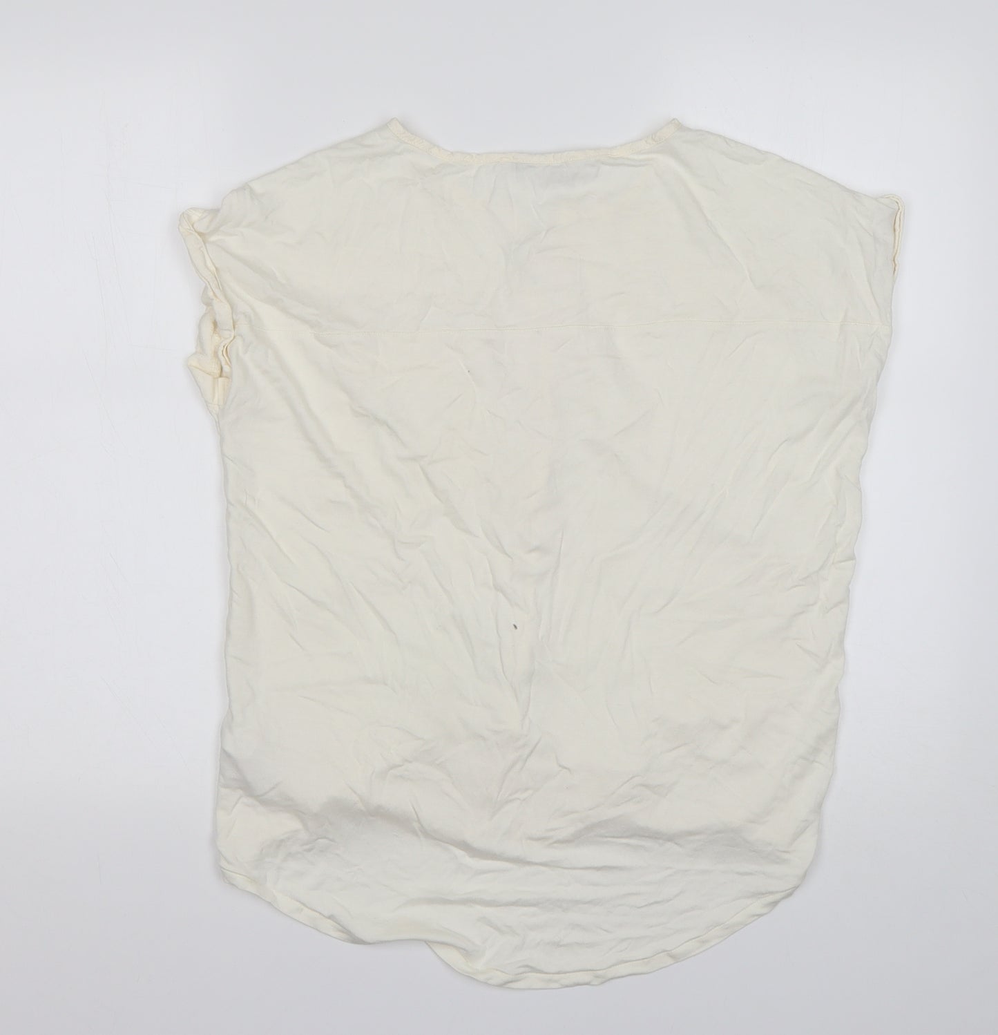 NEXT Womens Ivory  Viscose Basic Button-Up Size 10 V-Neck