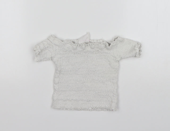 Primark Girls White  Polyester Basic Blouse Size 3-4 Years Off the Shoulder
