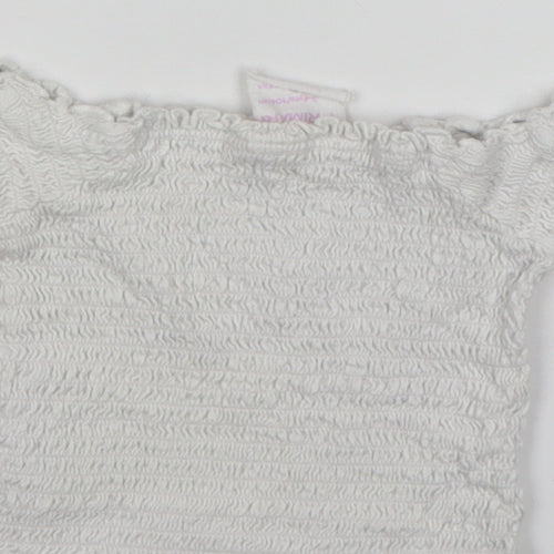 Primark Girls White  Polyester Basic Blouse Size 3-4 Years Off the Shoulder