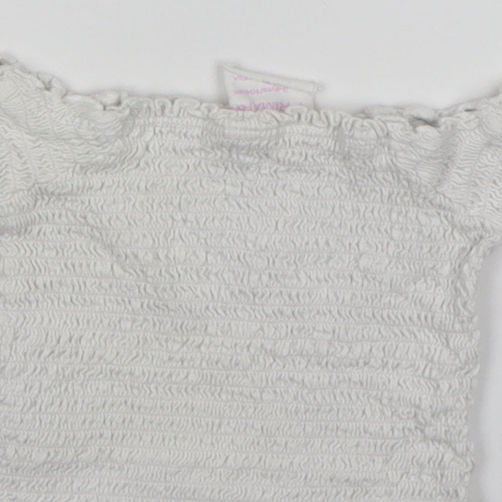 Primark Girls White  Polyester Basic Blouse Size 3-4 Years Off the Shoulder