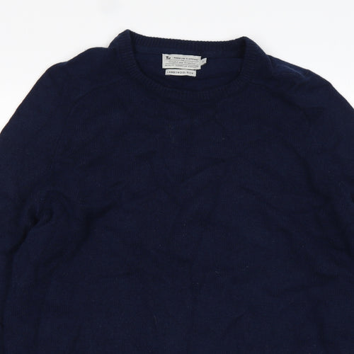 TU Mens Blue Round Neck  Wool Pullover Jumper Size L
