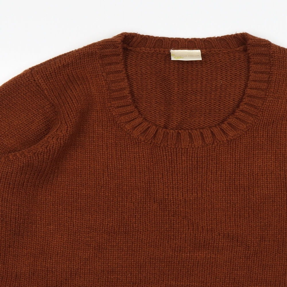 BEING CASUAL Womens Brown Round Neck  Acrylic Pullover Jumper Size 16
