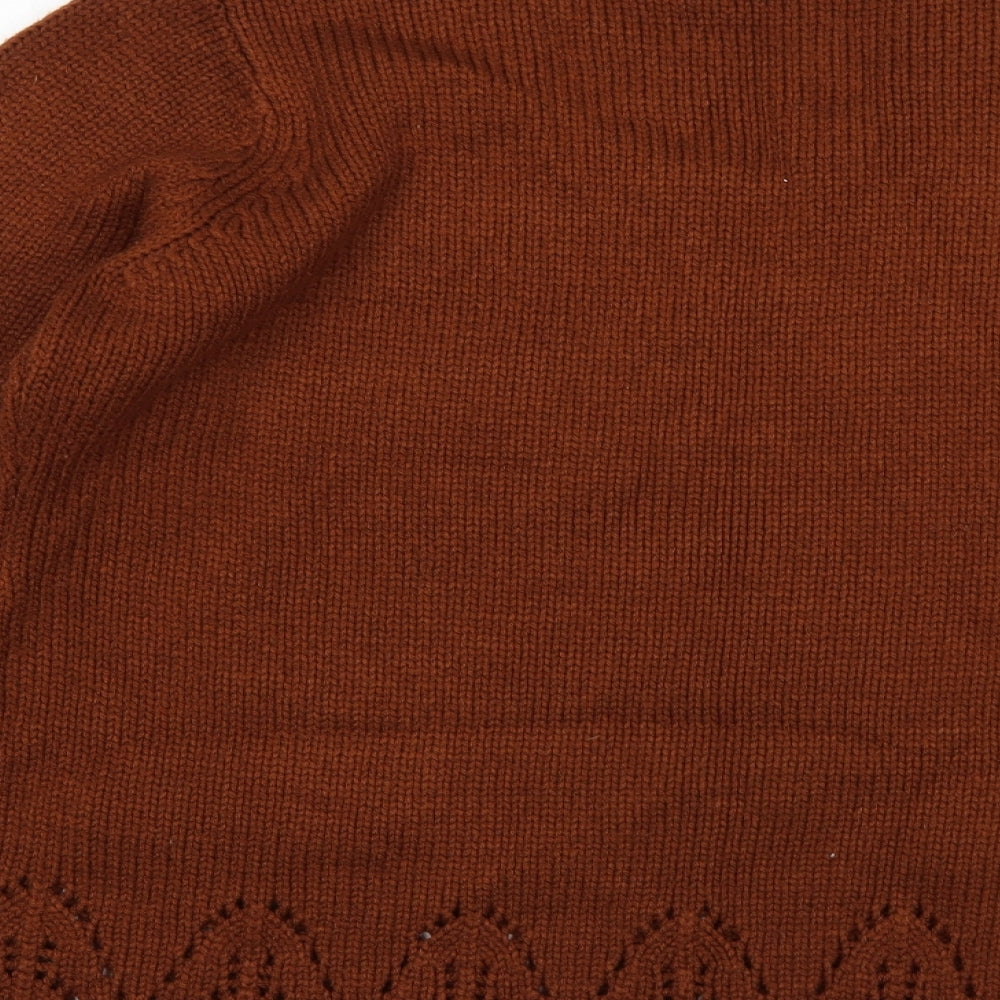 BEING CASUAL Womens Brown Round Neck  Acrylic Pullover Jumper Size 16