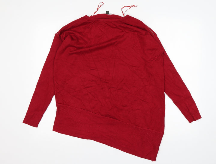 Bonmarché Womens Red Round Neck Viscose Pullover Jumper Size 14