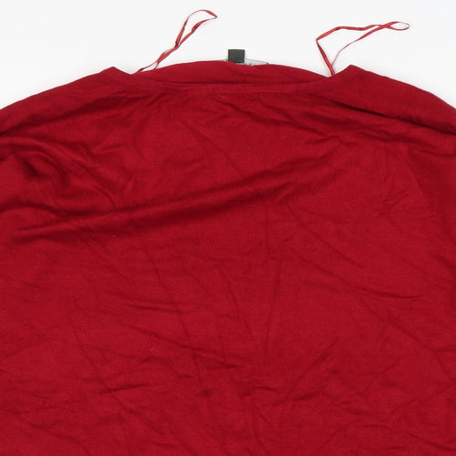 Bonmarché Womens Red Round Neck  Viscose Pullover Jumper Size 14