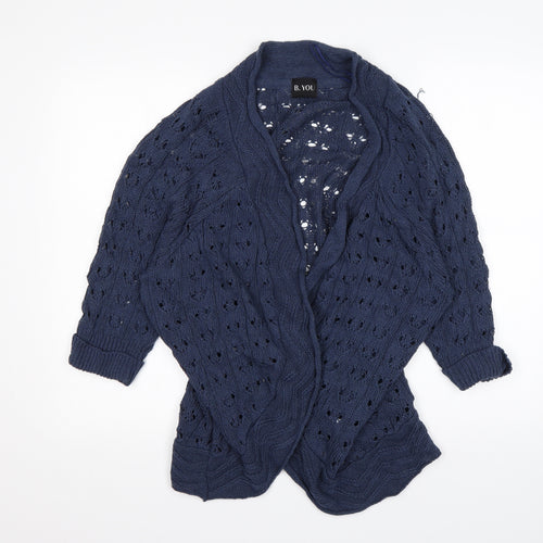 B. You Womens Blue V-Neck  Acrylic Cardigan Jumper Size 12